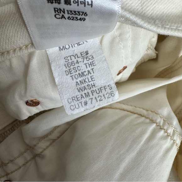 MOTHER Denim Tomcat Ankle White Cream Puffs High Rise Straight Stretch Size 28 - Picture 13 of 13